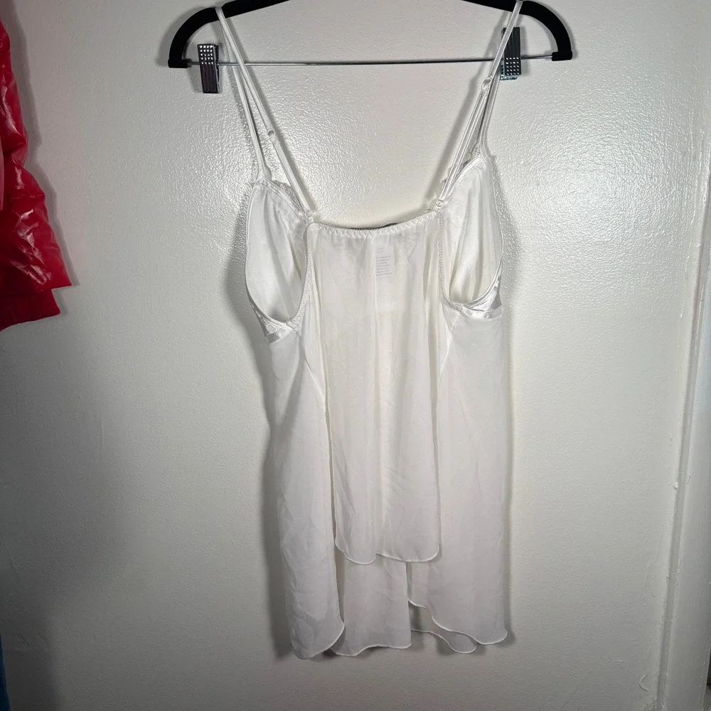 Vintage Intimo Donatella Babydoll Chemise Sz M White Lace Satin Lingerie Nightie - Picture 5 of 6